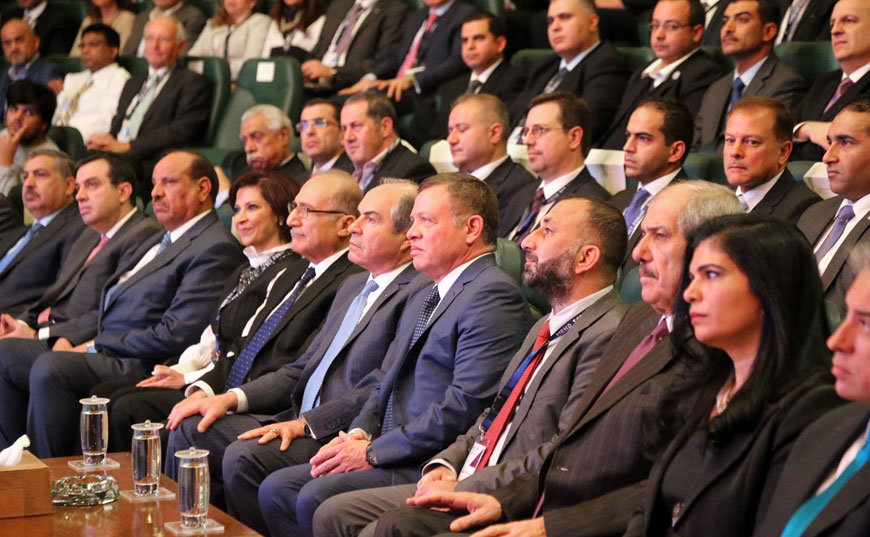 His Majesty King Abdullah attends the opening ceremony of the MENA ICT Forum 2016 in Amman on Wednesday  (Photo courtesy of Royal Court)