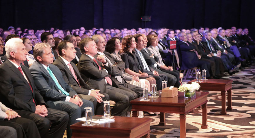 His Majesty King Abdullah attends the annual ceremony of the King Abdullah II Fund for Development at the Dead Sea on Wednesday  (Photo courtesy of Royal Court)