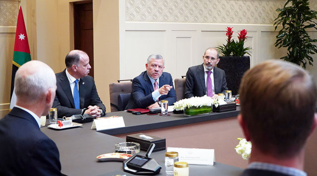 His Majesty King Abdullah meets with a US House of Representatives delegation on Thursday (Photo courtesy of Royal Court)