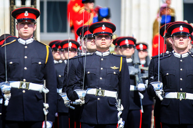 HRH Crown Prince Hussein during the graduation ceremony of Sandhurst military academy in the UK on Friday  (Photo courtesy of Royal Court)