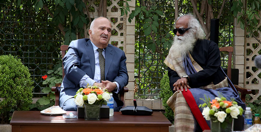 HRH Prince Hassan with Indian spiritual leader Sadhguru on Wednesday (Petra photo)