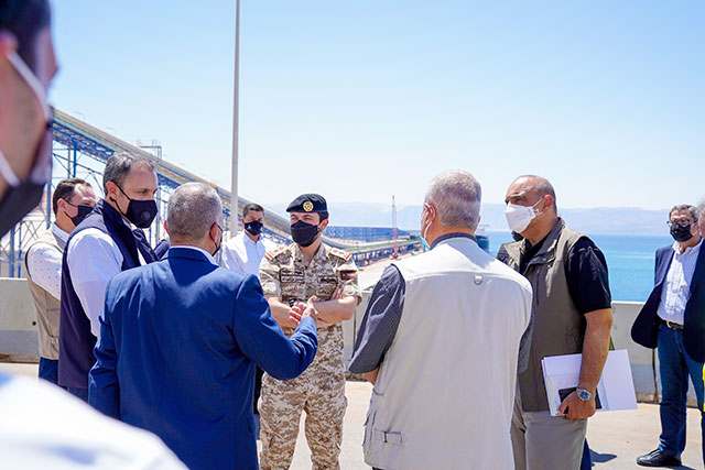 HRH Crown Prince Hussein during the inauguration of the second phase of the Aqaba grain silos expansion project on Thursday (Photo courtesy of Royal Court)