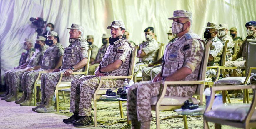Deputising for His Majesty King Abdullah, the Supreme Commander of the Jordan Armed Forces-Arab Army, HRH Crown Prince Hussein attended the graduation of two tactical aviation courses on night flight operations at King Abdullah II Airbase (Photos courtesy of Royal Court)