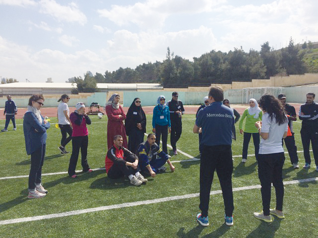 German football coaches display their training methodology in Amman Sports City recently (Photo by Felix Hackmann)