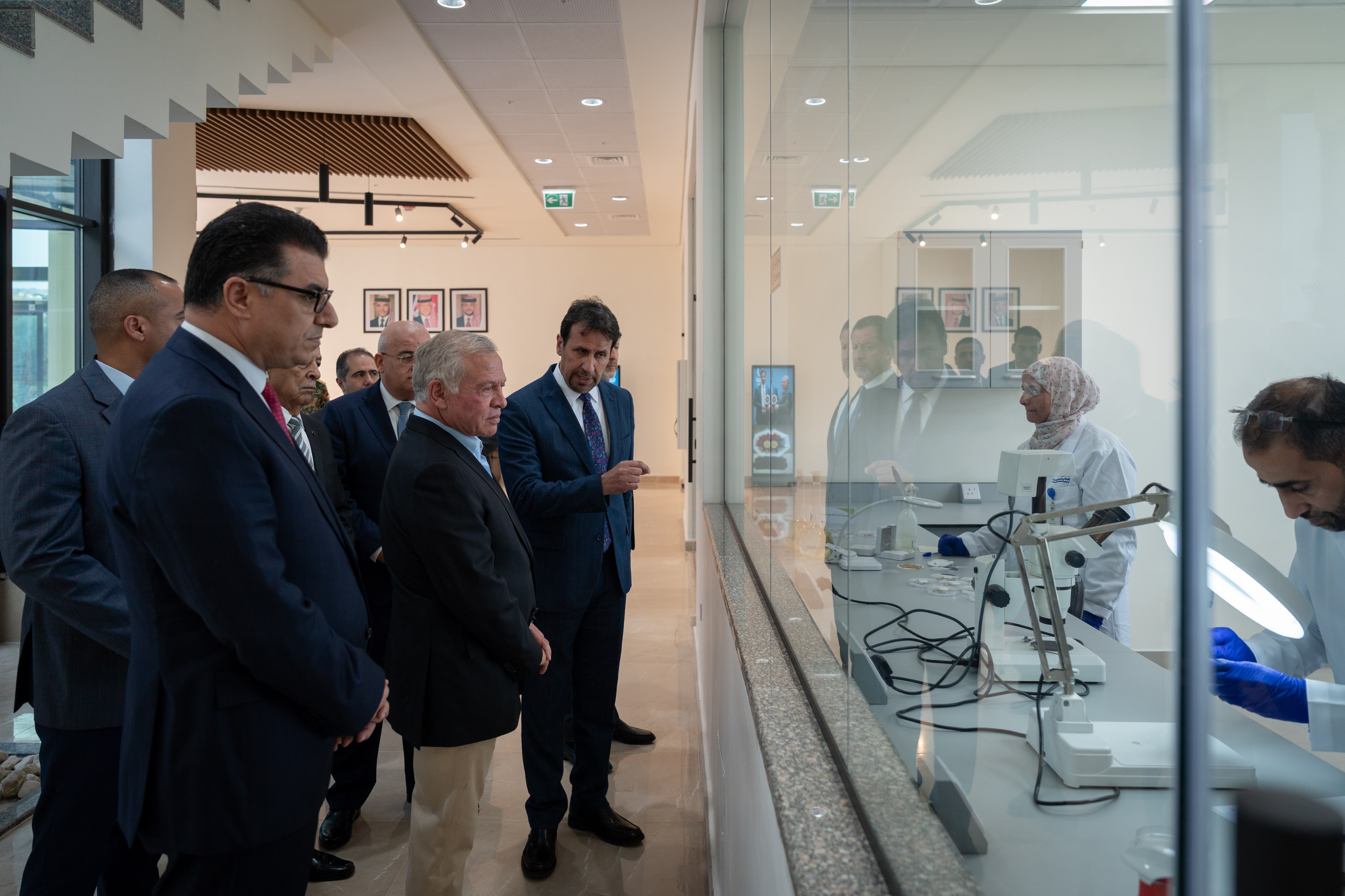 His Majesty King Abdullah inaugurated the National Seed Bank, affiliated with the National Agricultural Research Centre in Ain Al Basha, Balqa. The seed bank, which includes state-of-the-art laboratories, aims to preserve plants’ genetic data to ensure the sustainability of agriculture and enhance food security  (Photo courtesy of Royal Court)
