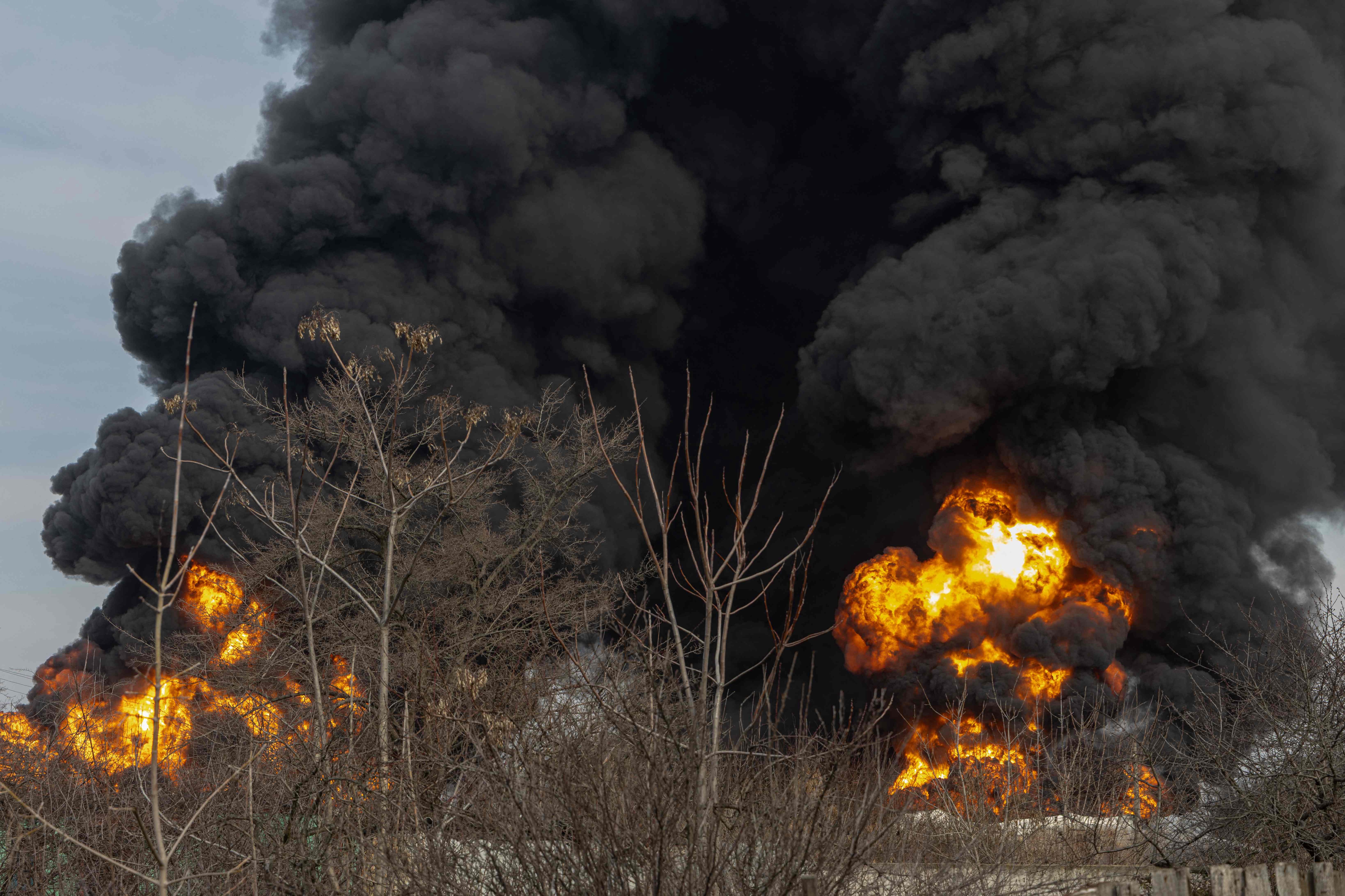 This photograph shows a fire following a strike on the outskirts of Odessa on March 11, 2025, amid Russian military operations in Ukraine (AFP photo)