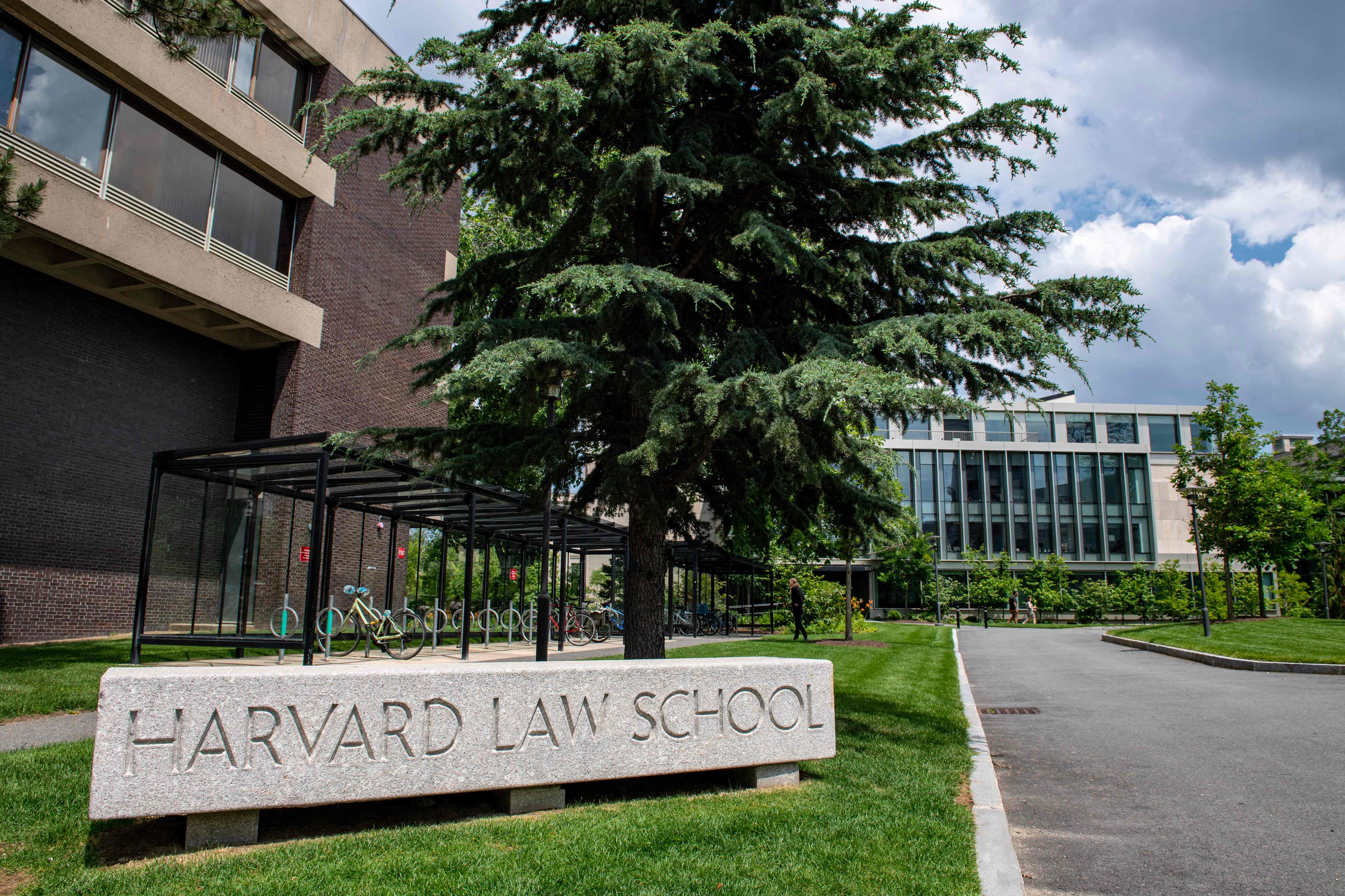 The entrance to Harvard Law School in Cambridge, Massachusetts, on June 29, 2023. Harvard sued US President Donald Trump's administration on APril 21 in a sharp escalation of the fight between the prestigious university and the Republican, who has threatened its funding and sought to impose outside political supervision (AFP photo)