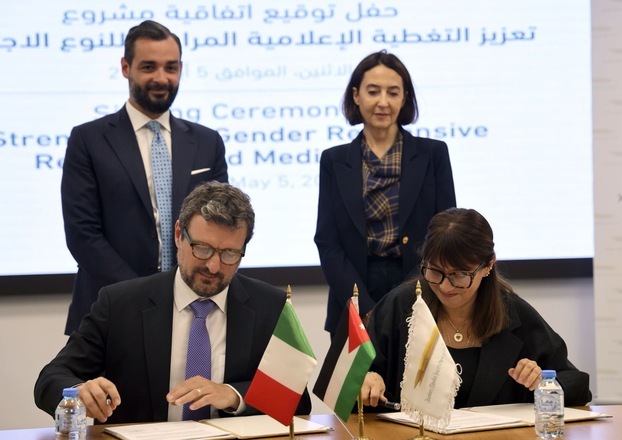 The Jordan Media Institute (JMI) on Monday sign a landmark partnership agreement with UN Women aimed at promoting gender equality in the media sector, and advance gender-responsive reporting (Photo courtesy of JMI)