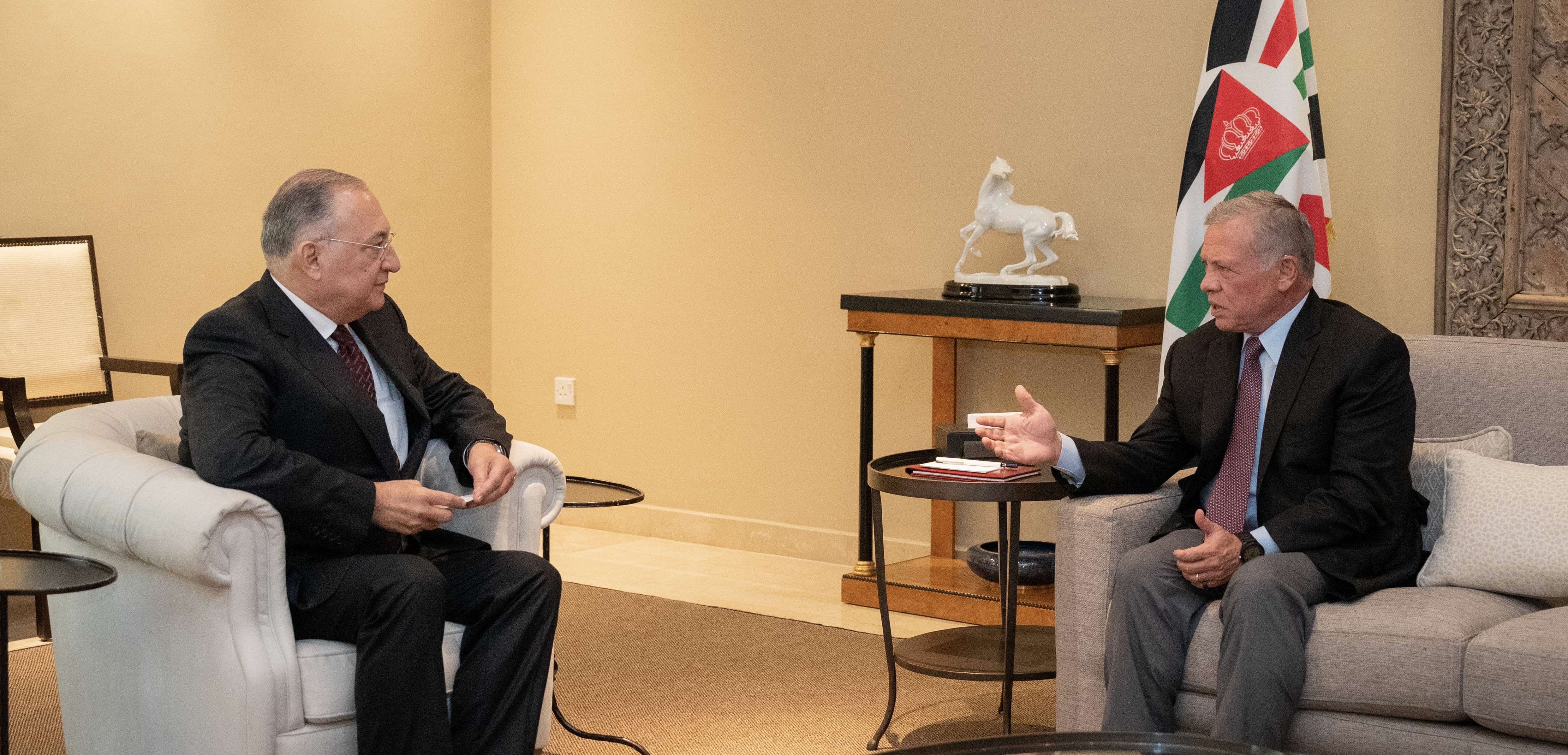 His Majesty King Abdullah receives a copy of the Jordan Integrity and Anti-Corruption Commission’s annual report for the year 2023, and calls for developing the commission’s work and building the capacities of its employees (Photo courtesy of Royal Court)