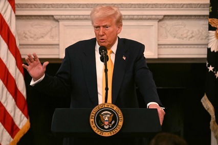 US President Donald Trump speaks at the Governors Working Session in the State Dining Room of the White House in Washington, DC, on February 21, 2025  (AFP Photo)