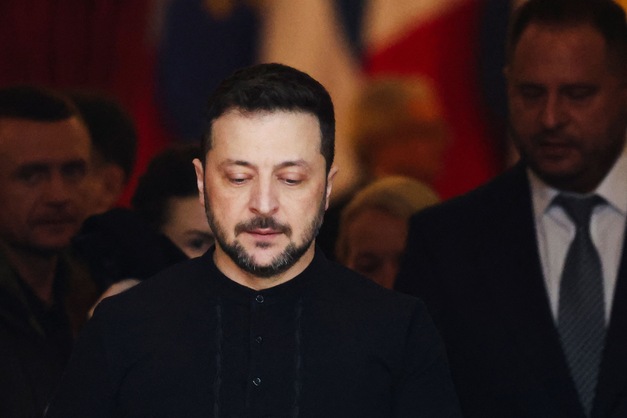 Ukraine's President Volodymyr Zelensky reacts as he leaves after attending a summit held at Lancaster House in central London on March 2, 2025  (AFP photo)