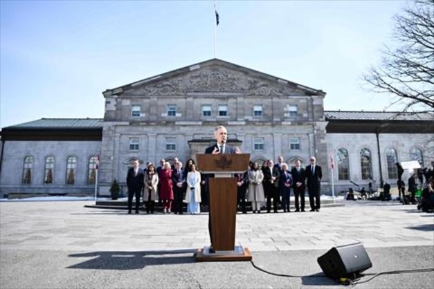 New Canadian Prime Minister Mark Carney addresses the media after being sworn in at Rideau Hall on March 14, 2025 in Ottawa, Ontario, Canada (AFP Photo)