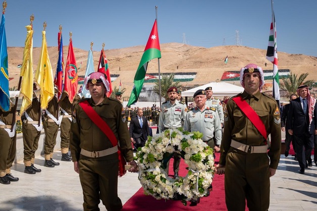 His Majesty King Abdullah, the Supreme Commander of the Jordan Armed Forces-Arab Army, attended on Sunday a ceremony held by JAF to mark the 57th anniversary of Al Karamah Battle (Photo courtesy of Royal Court)