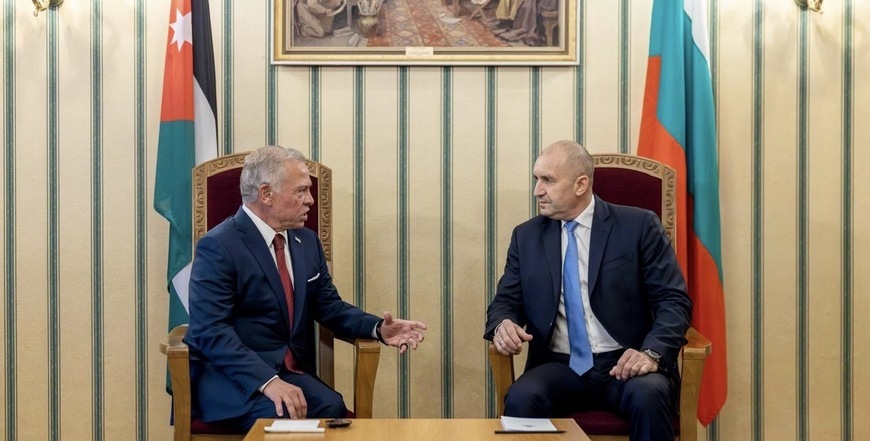 His Majesty King Abdullah meets in Sofia on Thursday with Bulgarian President Rumen Radev and discussed bilateral relations and regional developments  (Photo courtesy of Royal Court)