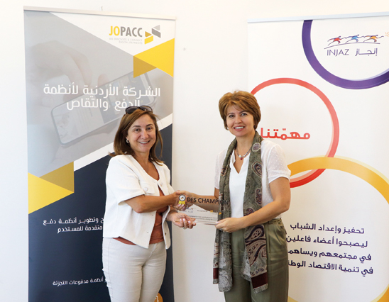 JoPACC CEO Maha Al Baho and INJAZ CEO Deema Bibi during a recent event held in honour of the Digital Financial Services champions programme (Photo courtesy of INJAZ)