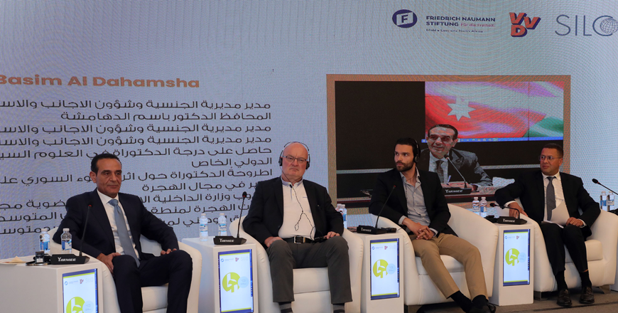 Speakers during the regional conference ‘Waves of Migration between the Southern and Northern Mediterranean Coasts’, organised by Ahla Network on Sunday (Petra photo)