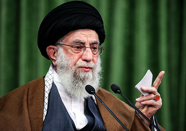 This handout photo provided by the office of Iran’s Supreme Leader Ayatollah Ali Khamenei on Tuesday shows him speaking during a live televised speech marking the birth of Prophet Mohammed in the capital Tehran (AFP photo)