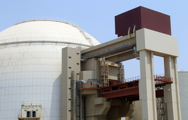 This file photo taken on August 21, 2010, shows the reactor building at the Russian-built Bushehr nuclear power plant in southern Iran during a ceremony initiating the transfer of Russia-supplied fuel to the facility after more than three decades of delay (AFP photo)