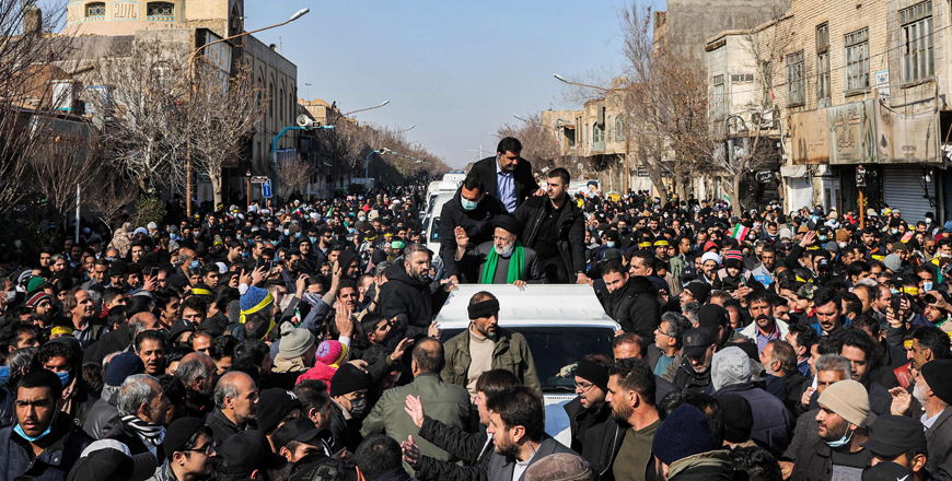 This handout photo provided by the Iranian presidency shows President Ebrahim Raisi greeted by crowds in Iran's central city of Yazd on Thursday (AFP photo)