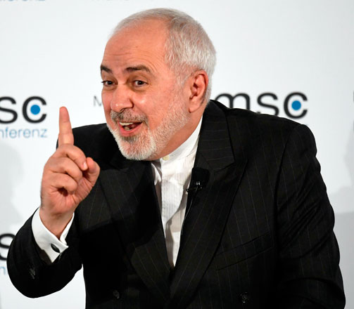 Iran's Foreign Minister Mohammad Javad Zarif takes part in the panel discussion 'A conversation with Iran' during the 56th Munich Security Conference  in Munich, southern Germany, on Saturday  (AFP photo)