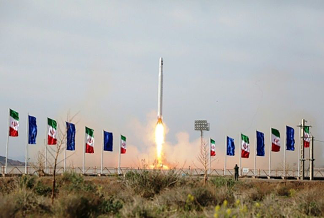An image from Iran state media showing the launch of the Nour satellite  (AFP photo)