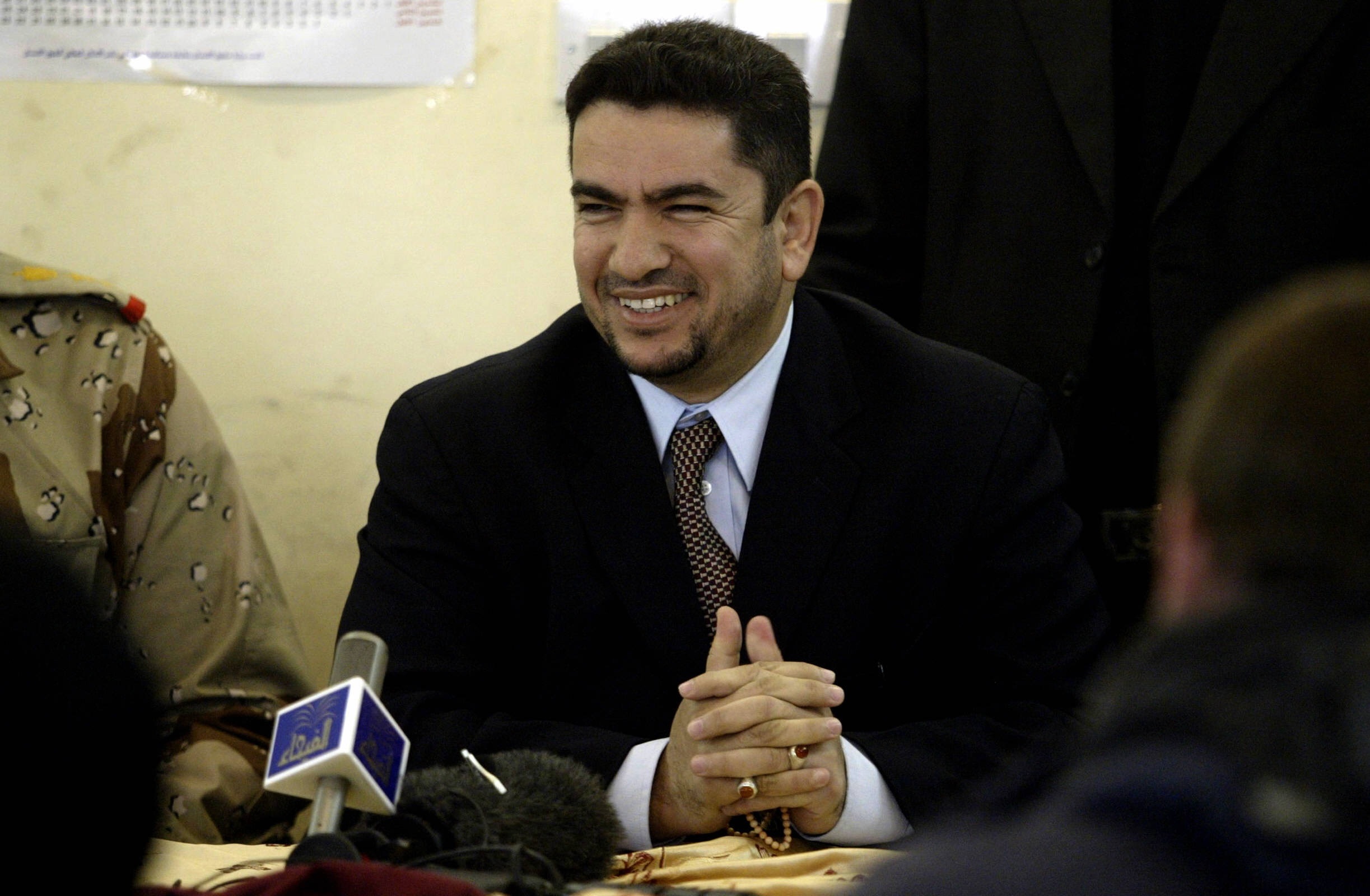 In this file photo taken on January 25, 2005 Adnan al-Zurfi, former governor of Najaf, speaks to press at the Human Right Centre in Baghdad (AFP photo)