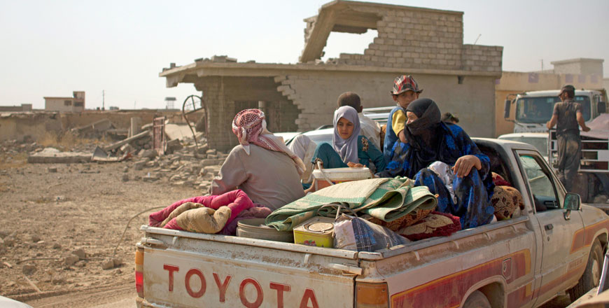 Civilians flee villages outside Mosul the day after Iraqi Kurdish forces launch an operation  east of Daesh-held Mosul on Monday (AP photo)