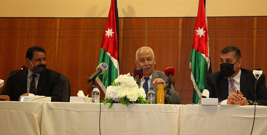 Royal Court Chief Yousef Issawi speaks at the launching ceremony of multiple development initiatives in Madaba on Thursday (Petra photo) 