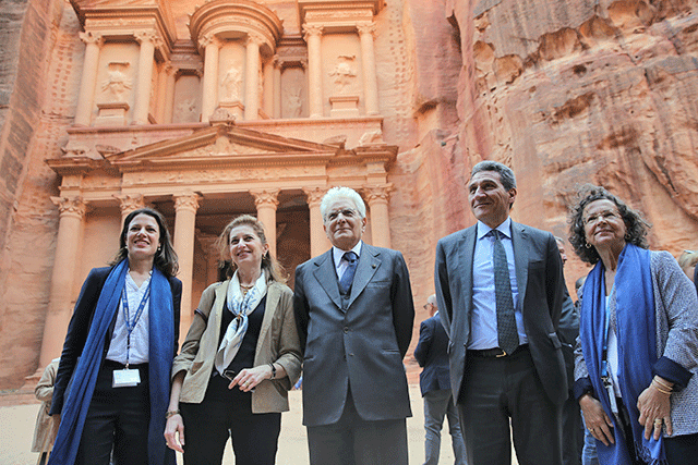 Italian President Sergio Mattarella tours the ancient city of Petra on Thursday before concluding his official visit to Jordan (photo courtesy of UNESCO)