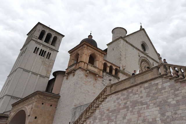 A general view shows the Basilica of St Francis of Assisi within the Pope's arrival to celebrate mass at the tomb of St Francis in Assisi on Saturday and the signing of a new encyclical on human fraternity titled ‘Fratelli Tutti’ (AFP photo)