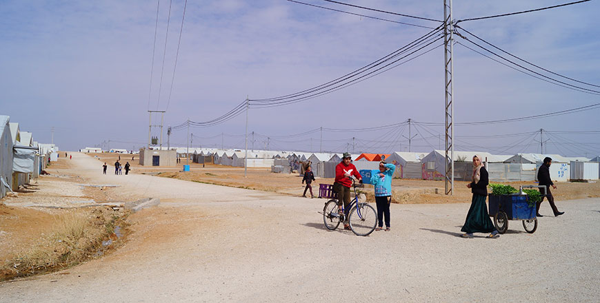 Syrian refugees are seen at Azraq Camp, around 100km from Amman, in the eastern desert (Photo by Hanna Davis)