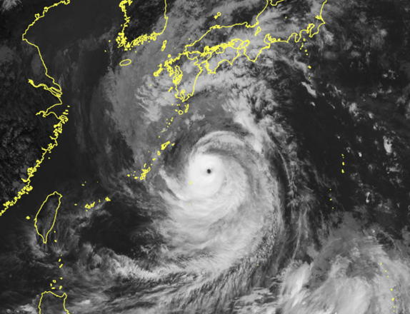 This handout photo taken and released on Saturday by the Japan Meteorological Agency shows satellite imagery shows Typhoon Nanmadol located near the southern remote islands of Japan (AFP photo)