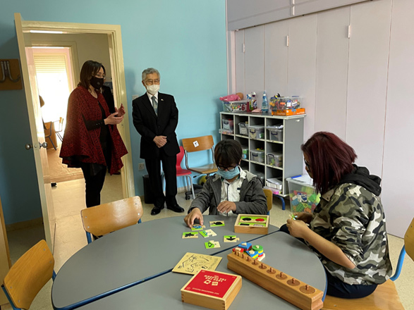Japanese Ambassador in Jordan Shimazaki Kaoru visits Our Lady of Peace Centre on Tuesday (Photo courtesy of Japanese embassy)