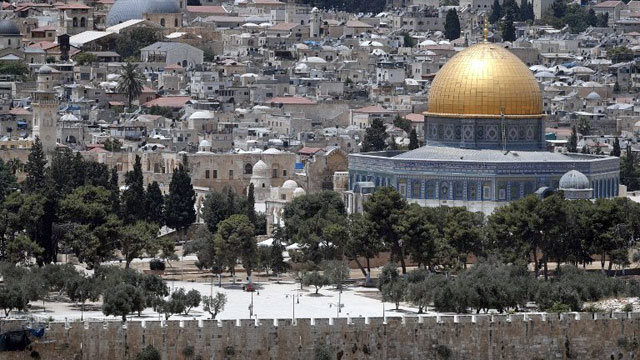A photo taken on July 17, 2017, shows Al Haram Al Sharif compound in the Old City of Jerusalem (AFP photo)
