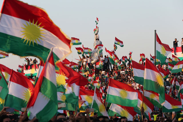 Kurds celebrate to show their support for the upcoming September 25th independence referendum in Erbil, Iraq, on Friday (Reuters photo)