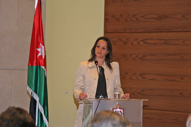 GPIA Director Katharina Schmidt speaks at the book launch at the Jordan Museum on Sunday (Photo courtesy of the Jordan Museum)