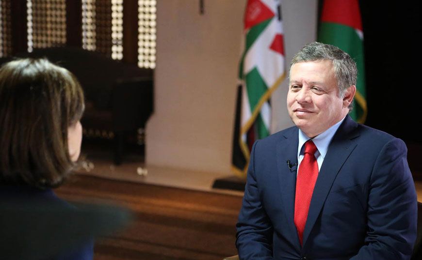 His Majesty King Abdullah speaks to the BBC's Lyse Doucet in an interview that aired on Tuesday (Photo courtesy of Royal Court)