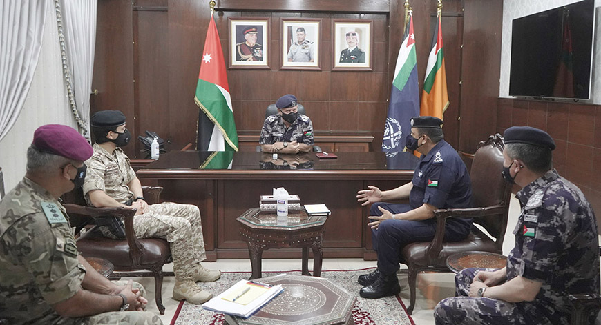 His Majesty King Abdullah, the Supreme Commander of the Jordan Armed Forces-Arab Army, visits the Civil Defence Department accompanied by HRH Crown Prince Hussein on Monday  (Photo courtesy of Royal Court)