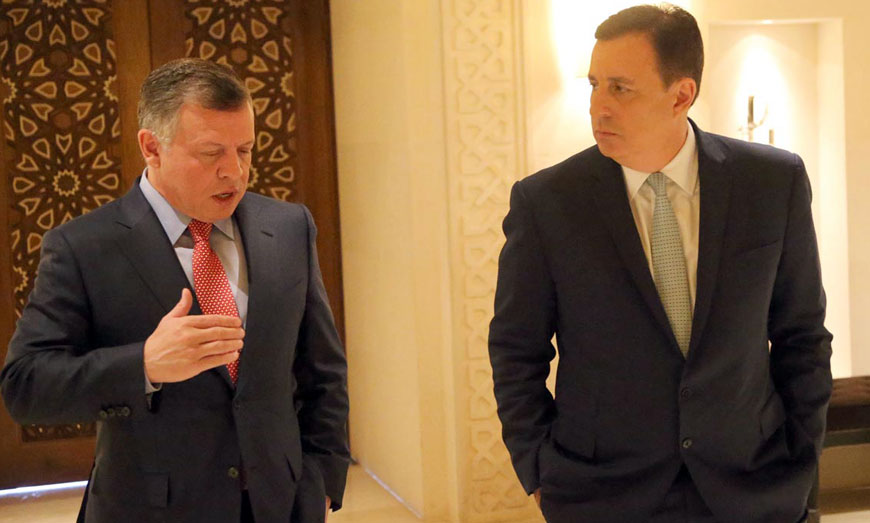 His Majesty King Abdullah is seen with John Defterios, CNN’s emerging markets editor, ahead of an interview on May 21 (Photo courtesy of Royal Court)