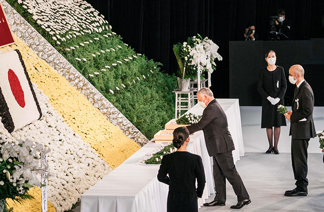 His Majesty King Abdullah attends the state funeral of former Japan Prime Minister Abe Shinzo, held at Nippon Budokan Hall in Tokyo (Photo courtesy of Royal Court)