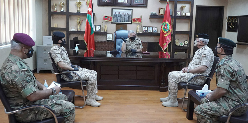His Majesty King Abdullah, the Supreme Commander of the Jordan Armed Forces-Arab Army, visits the command of the King Hussein Bin Ali Brigade on Monday accompanied by HRH Crown Prince Hussein (Photo courtesy of Royal Court)