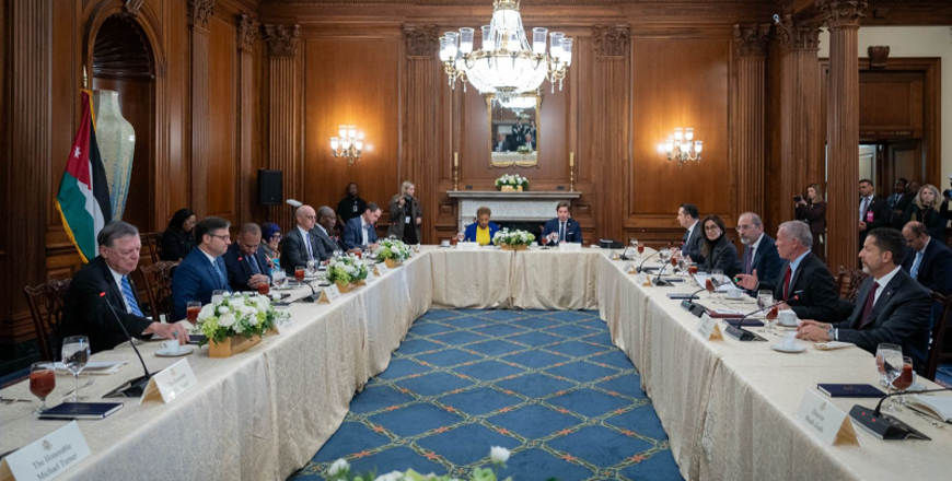 His Majesty King Abdullah on Wednesday meets on Capitol Hill with US Congress leaders from the Senate and House of Representatives, as well as chairs and members of a number of key committees in the two chambers (Photo courtesy of Royal Court)