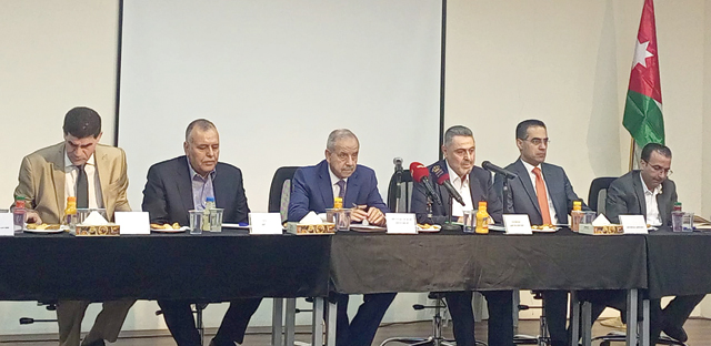Deputy Prime Minister and Minister of Local Administration Tawfiq Kreishan during a meeting over a new solar panel project on Tuesday in Zarqa governorate (Petra photo)