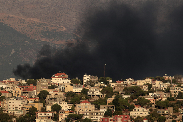 Smoke billows during Israeli bombing on the souther Lebanese village of Khiam on Friday (AFP photo)