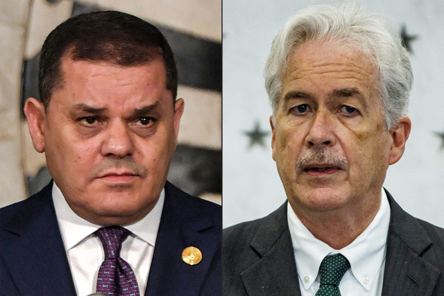 This combination of photos created on Thursday shows (left to right) Libya's Tripoli-based Prime Minister Abdulhamid Dbeibah speaking in Tunisia's capital Tunis on November 30, 2022; and CIA director William Burns speaking before introducing the US president during a visit to the agency headquarters on the 75th anniversary of its founding in Langley, Virginia, on July 8, 2022 (AFP photo)