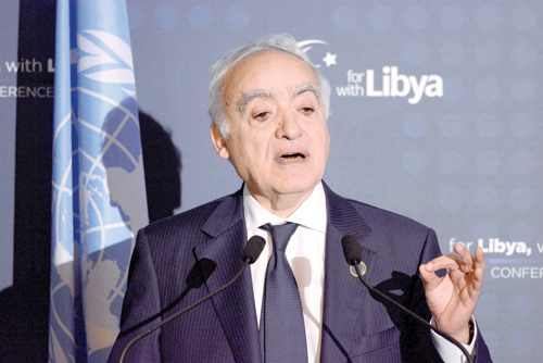UN Envoy to Libya Ghassan Salame gestures as he speaks during a news conference after the second day of the international conference on Libya in Palermo, Italy, on November 13, 2018 (Reuters photo)