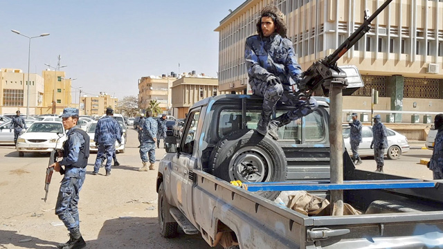 An image grab taken from a video from AFPTV, shows forces loyal to Libyan strongman Khalifa Haftar patroling in downtown Sebha, the biggest city in southern Libya, on Wednesday (AFP photo)