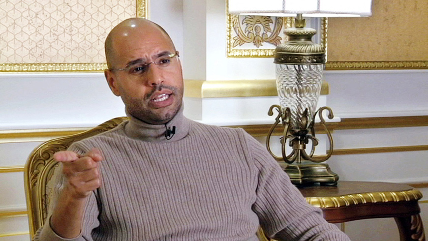 This file TV-grab made from Euronews channel on March 16, 2011 shows Saif Al Islam, the son of late Libyan president Muammar Qadhafi, giving an interview to Euronews  (AFP photo)