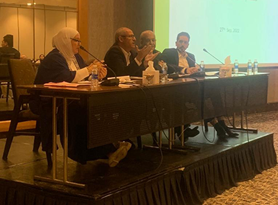 Speakers during the launch of a policy paper and a detailed instruction manual on the optimal use of conditions in marriage contracts by the Information and Research Centre-King Hussein Foundation on Tuesday (Photo courtesy of IRCKHF)