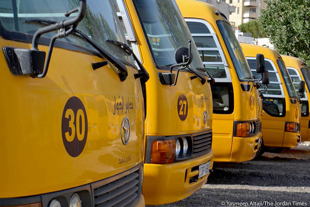 School buses occupy a lot after school hours in front of school in Amman (Photo courtesy of Yasmeen Altaji) 